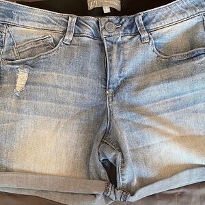 Wit & Wisdom Faded Light Blue Distressed Denim Shorts